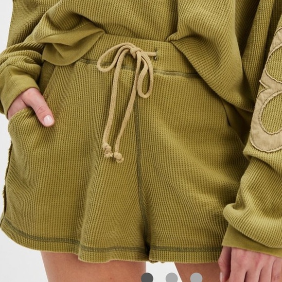 Free People intimately, free people, olive green waffle knit shorts - Picture 1 of 11